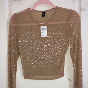 mesh brown/tan crop top
